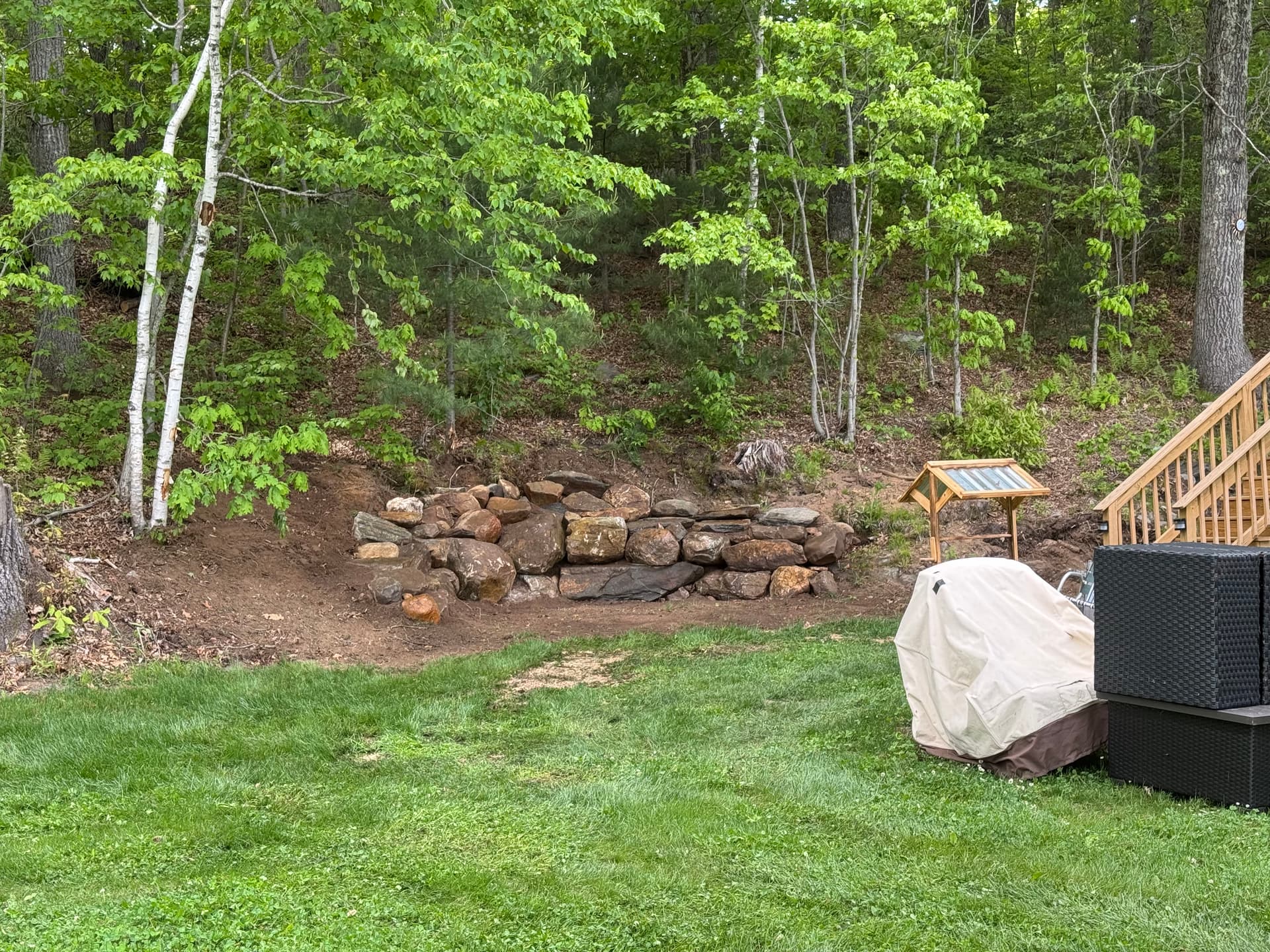 Natural Boulder Wall and Crushed Rock Install in Tolland